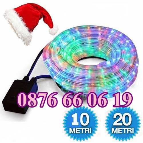 Многоцветен светещ коледен маркуч 20 м + контролер