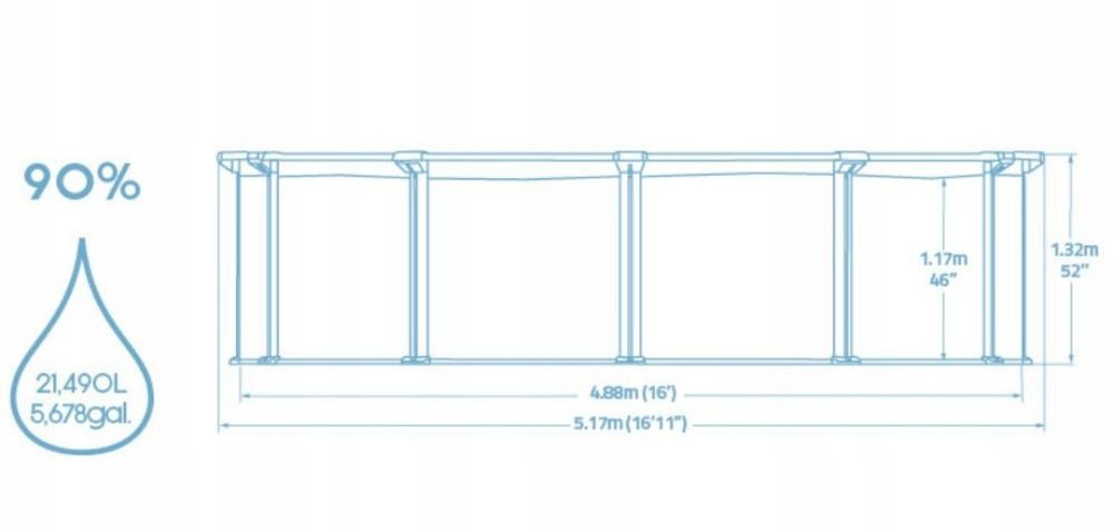 НОВ! Лукс басейн метал HYDRIUM BESTWAY 4.88м-1.30м 2г гаранция