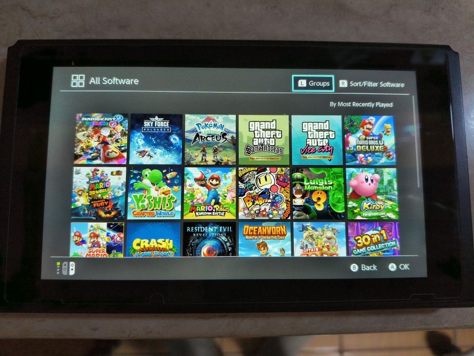 Consola jocuri copii Nintendo Switch modata Hekate cu multe jocuri instalate Super Mario Bros Zelda Pokemon Yoshi Kirby