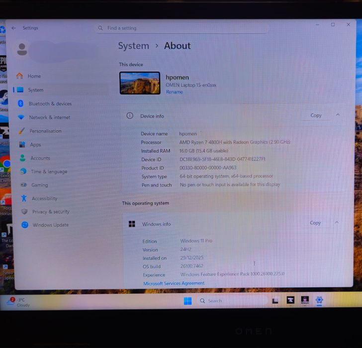 Laptop Gaming HP Omen 15 – Ryzen 7 RTX 2060 16GB Îngrijit