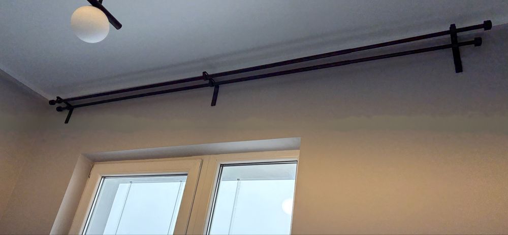 Vand bara dublă perdea IKEA, bagheta negru, 210-385 cm