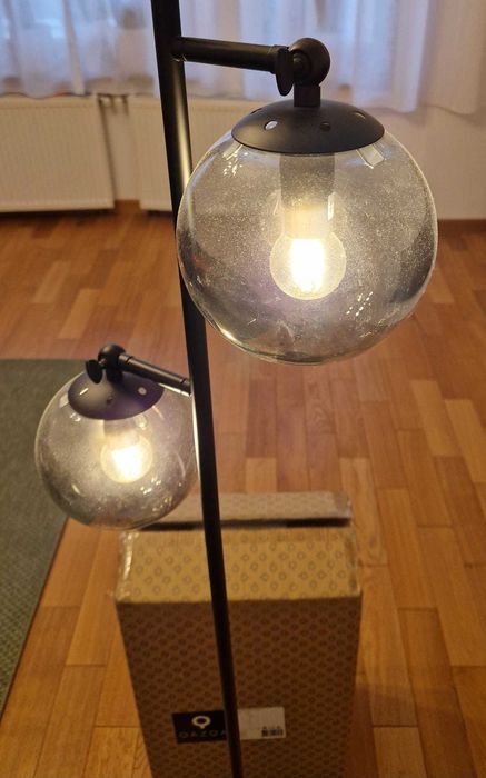 Lampadar ajustabil Art Deco – QAZQA,negru, 153 cm, 2 becuri E14