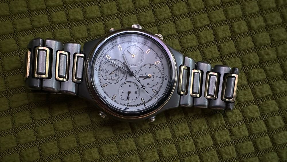 ceas Seiko chronograph alarm model rar DEFECT pret 400 lei FIX