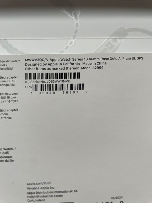 Apple Watch Series 10 S10 46mm Rose Gold – като нов, неразопаковано зарядно