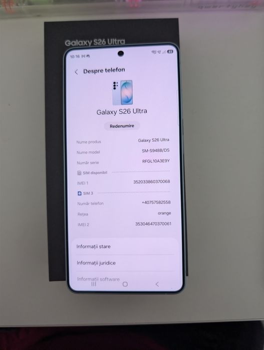 Samsung Galaxy S26 Ultra 512GB Dual SIM – Impecabil, Garanție
