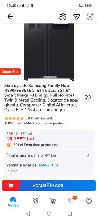 Combină frigorifică Ariston 480 litri