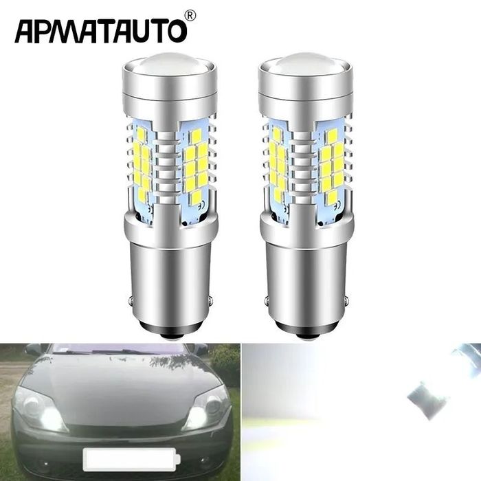 Set 2 Becuri auto LED P21/ ba15s, 44 LED SMD, Canbus, 12v, lumina alba
