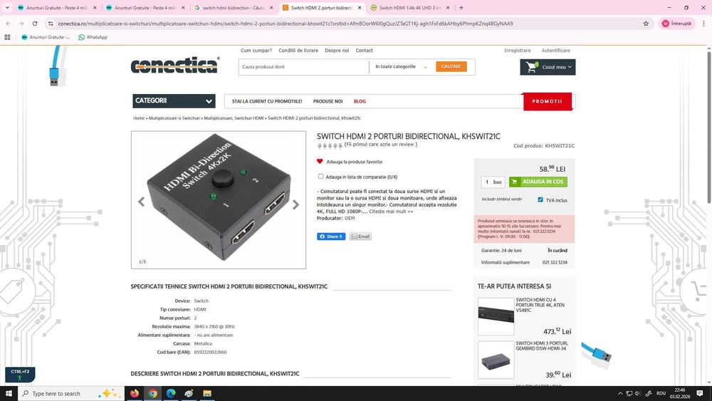 Splitter / Switch HDMI  - Nou / Garantie