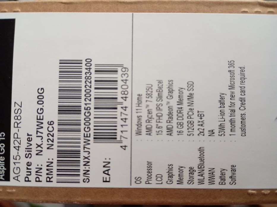 Laptop Acer go aspire 15