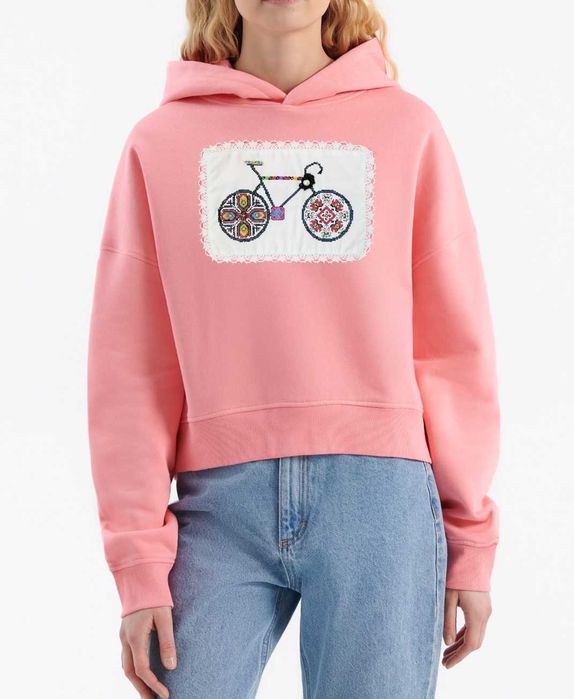 Дамски OVERSIZED суитшърт с качулка с бродерия ШЕВИЦИ