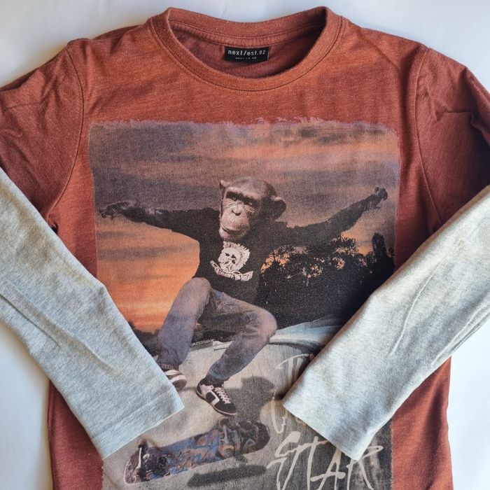 Блуза Next в сив и винено червен цвят, размер 116 см., 6 г.