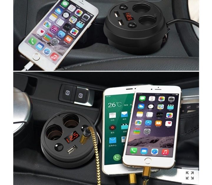 Разклонител и зарядно за кола в чашка