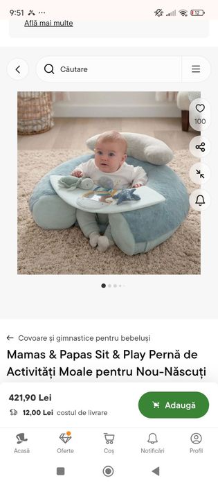 Fotoliu Mamas & Papas Sit & Play – Pernă de Activități Moale pentru Nou-Născuți