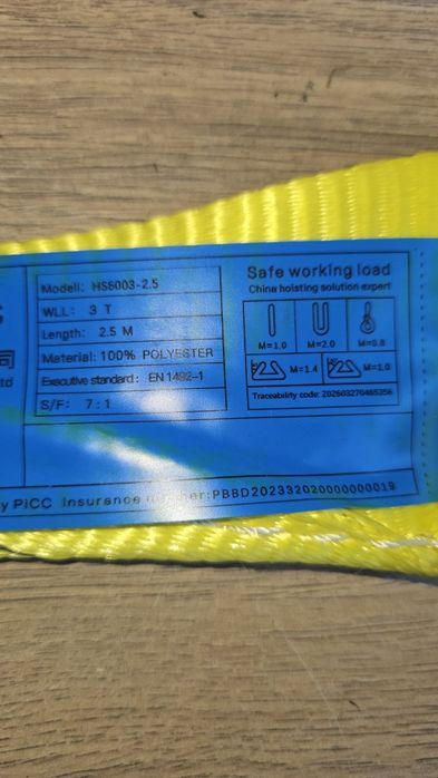 Chingi textile de ridicare 3 Tone / 2,5 Metri – cu urechi