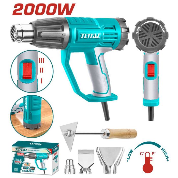 Пистолет за горещ въздух TOTAL,2000W,50-550°C+аксесоари-TL IND TB20045