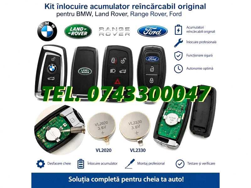 Kit Reparatie Acumulator Baterie Comanda Auto Auto Bmw, Land Rover, Range Rover, Ford Pentru Inlocuire Carcasa Cheie Auto Sau Telecomanda Uz Cod 2421