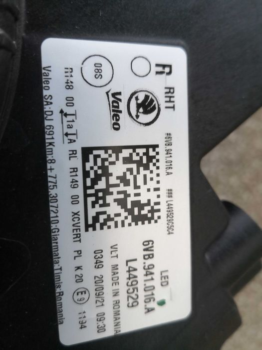 Фар Skoda Fabia 4 FULL LED десен/Фар Шкода Фабиа LED 2021г. Оригинален