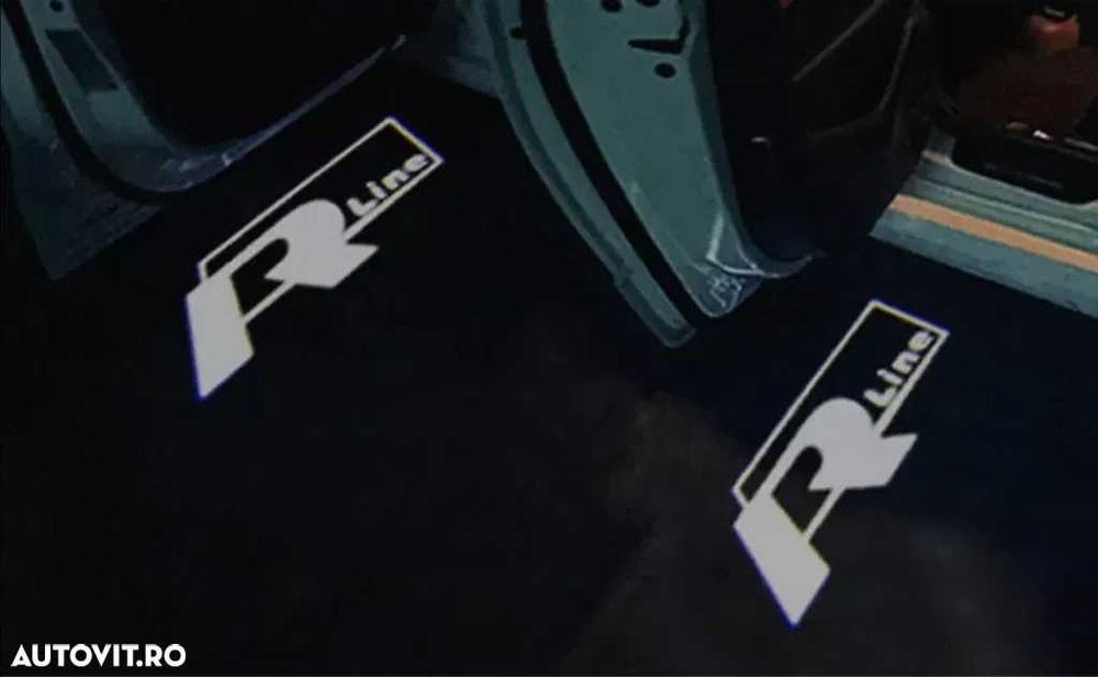 Set Logo Proiectoare Lampi 3D LED Lumini Usi Portiere VW R Line