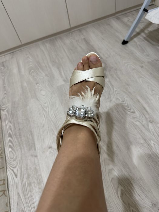 sandale mireasa ivoire satin