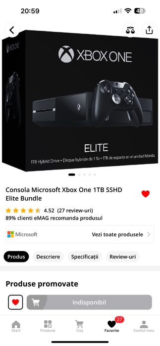 Consola Microsoft Xbox One 1TB SSHD Elite Bundle