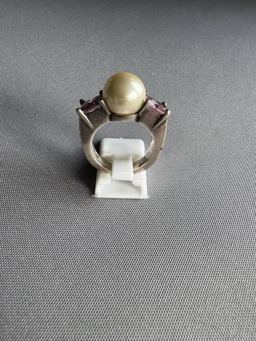 Inel din argint, perla si cubic zirconia