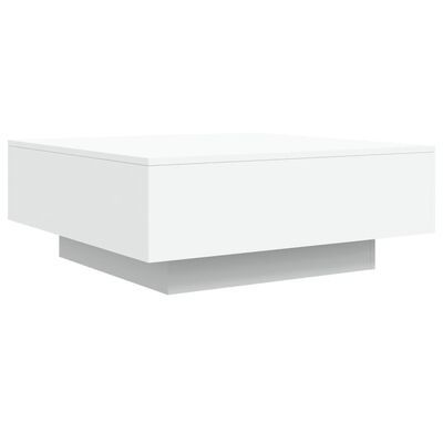 Măsuţă de cafea cu lumini LED, alb, 80x80x31 cm