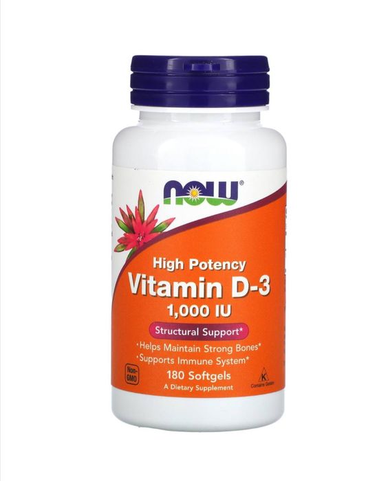 Now foods, Высокоактивный витамин D-3, 1000 ме, 180 капсул