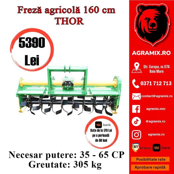 Freza agricola THOR 1.60 m nou Agramix