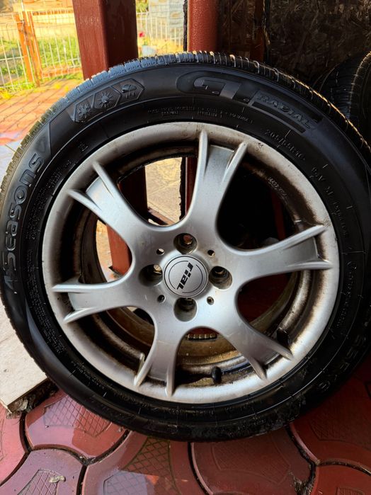 Jante aliaj Rial R16 4x100 (Renault, Dacia, Opel) + 2 cauciucuri ca NOI 205/55 R16 + 2 uzate