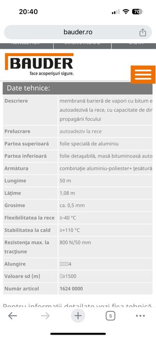 Membrana bariera vapori 100 mp, incalzire pardoseala ori izolare pod