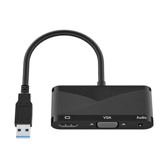 Adaptor 2in1 USB 3.0 la HDMI + VGA cu audio pt laptop, pc, proiector