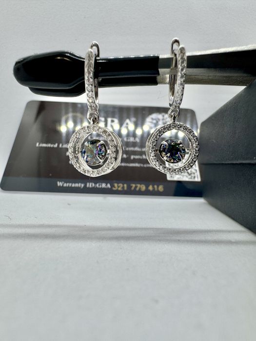 Сребърни обеци с мойсанит (Диамант) 0.5 карата