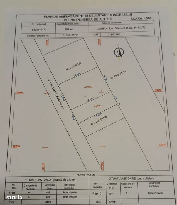 Clinceni Ortansei  Teren 600 mp, Deschidere deosebită 25 ml