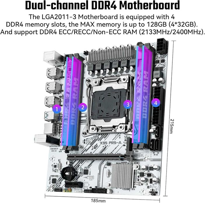 Placa de baza X99 LGA 2011-3 Xeon E5 V3 V4 DDR4 mATX 128GB Noua