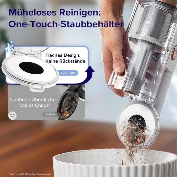 ПРОМО Нова Безкабелна Вертикална Прахосмукачка Levoit - LVAC-200, GOLD