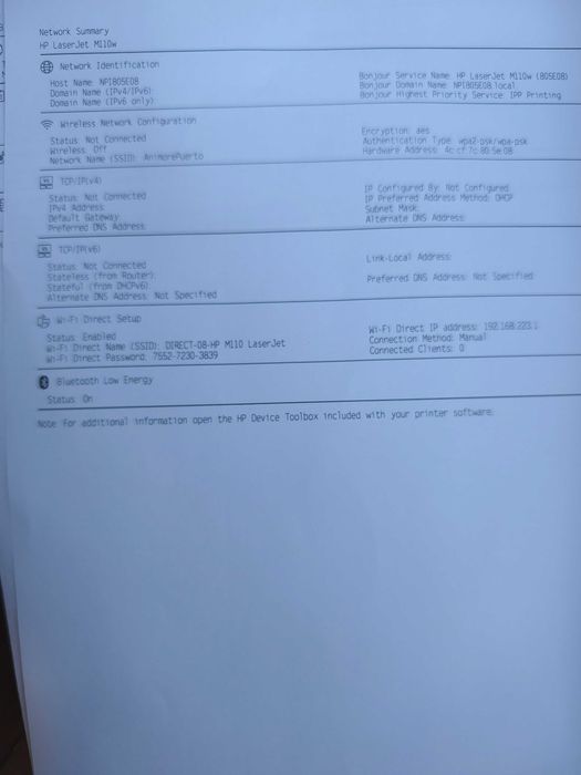 Чисто нов на 70 страници черно-бял лазерен принтер HP LaserJet M110w + нова касета