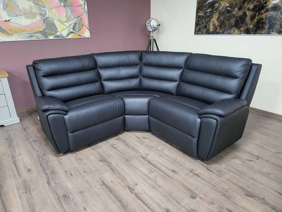Черен кожен ъглов диван La-z-boy