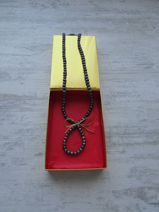 Естествени Черни Перли 78см  без закопчалка