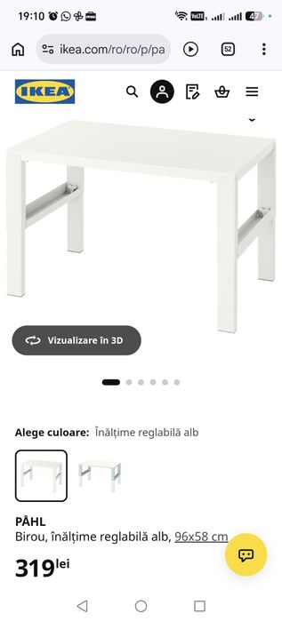Vând birou reglabil înălțime - Ikea PÂHL
