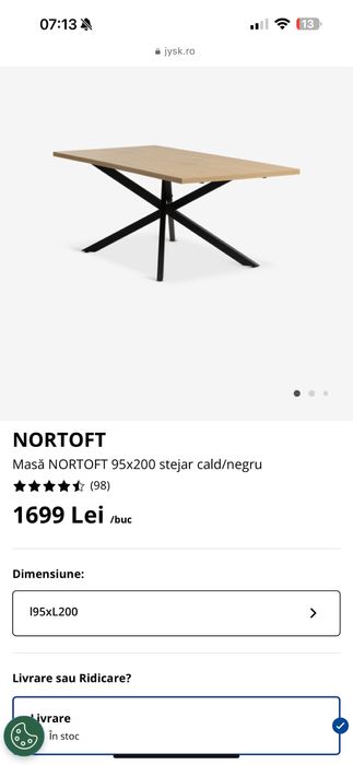 Masa Nortoft Jysk 95x200