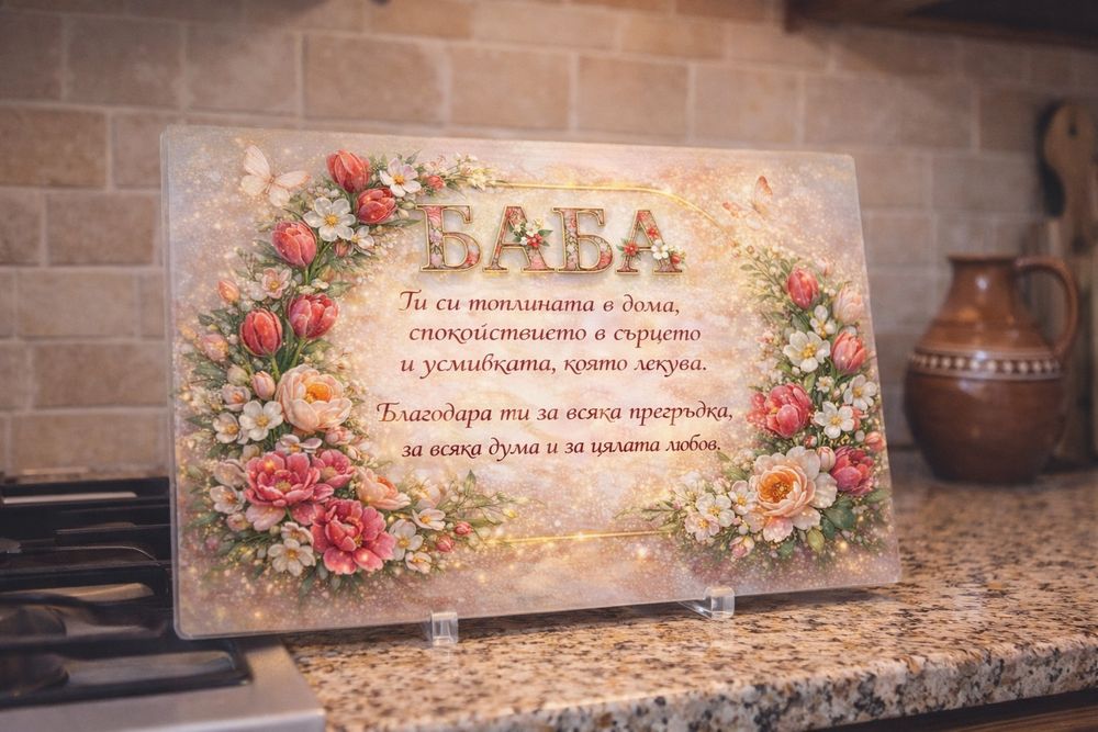 Стъклена дъска за рязане в кухнята персонализирана