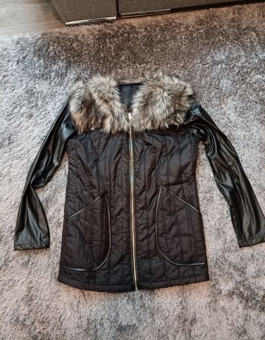 Мъжко пролетно/есенно яке.Кожа и плат.Ново