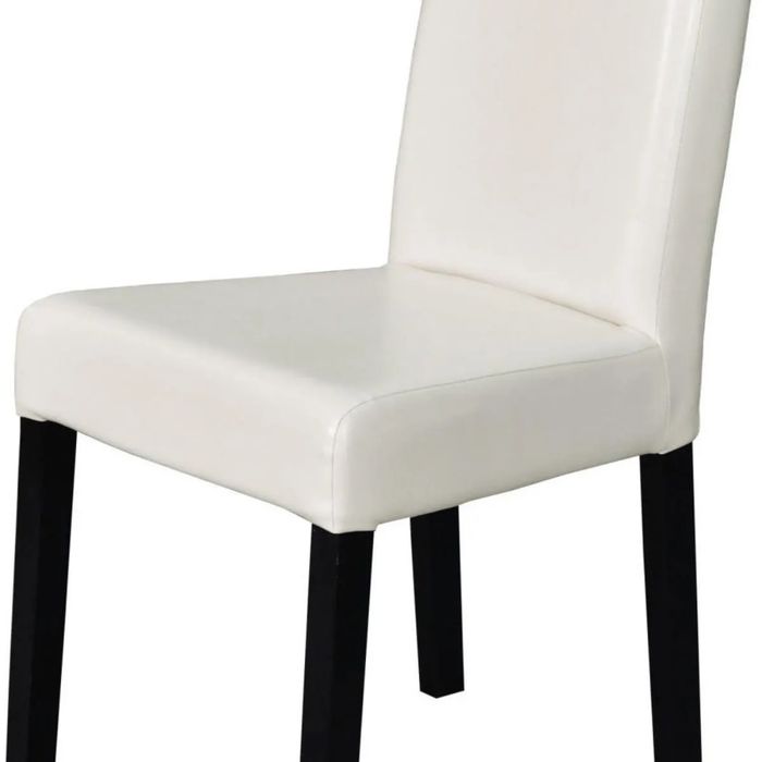 Scaun bucatarie / living fix Ecco, tapitat, lemn + imitatie piele, crem + negru