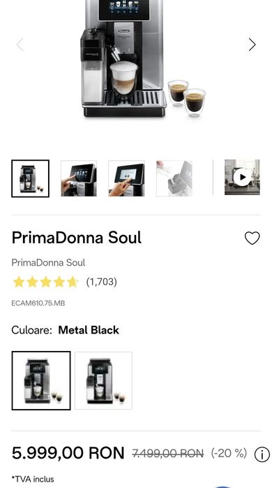 Expresor automat Delonghi PrimaDonna Soul