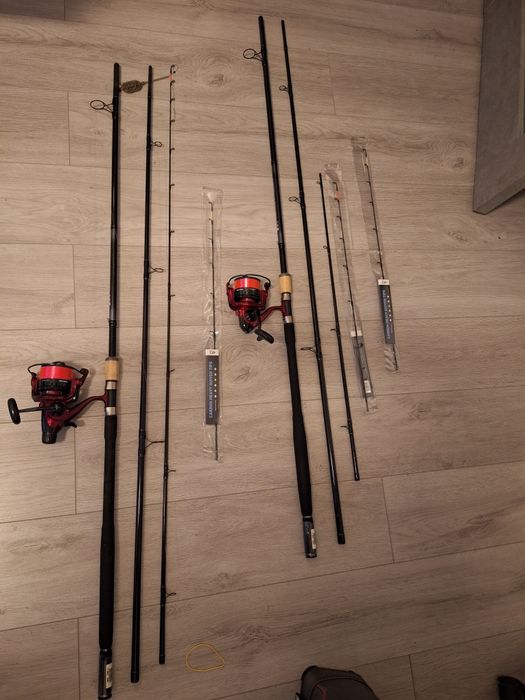 2 Lansete feeder Daiwa N'zon Super Slim Power + Mulinete feeder +Husa
