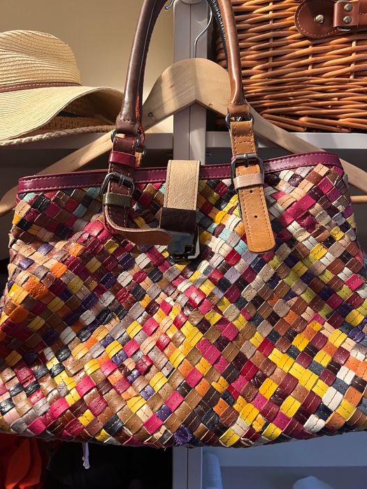 Geantă piele NATURALA multicolora MENHARD