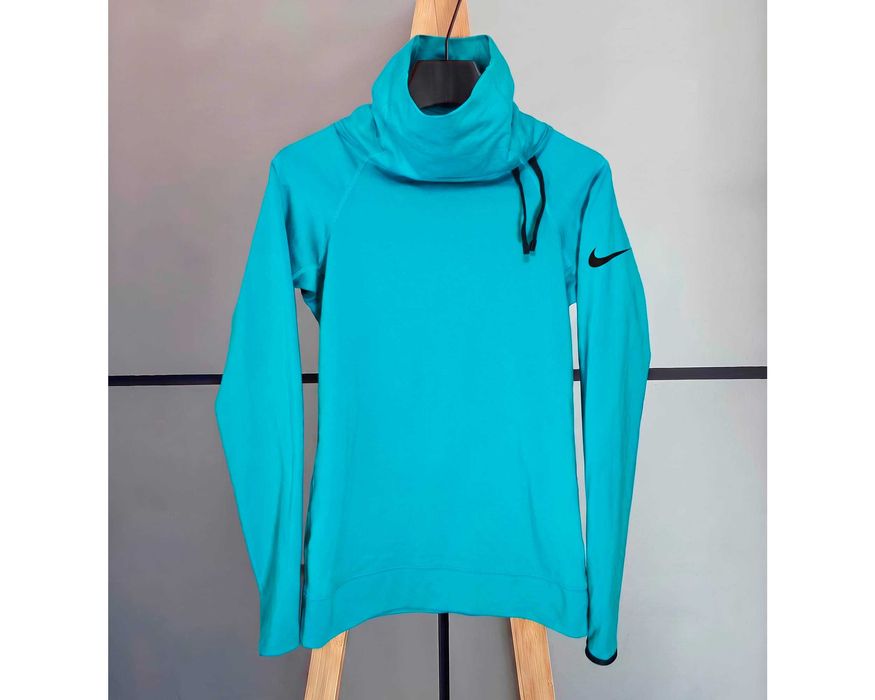 Nike Pro Оригинална дамска синя спортна фланелка с висока яка размер S