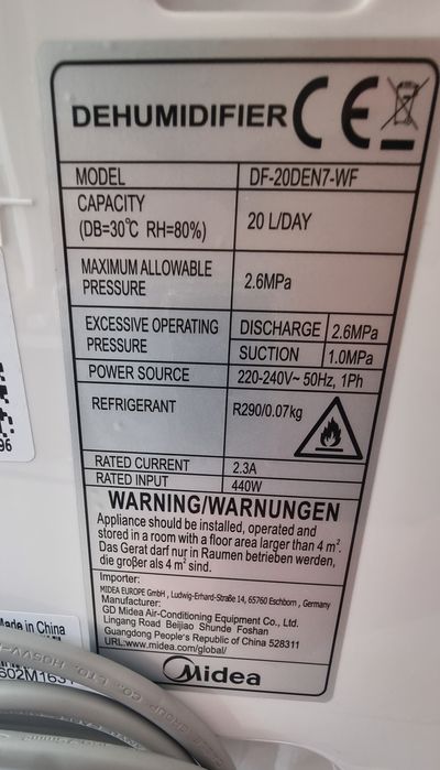 Влагоуловител Midea 20L 2v1