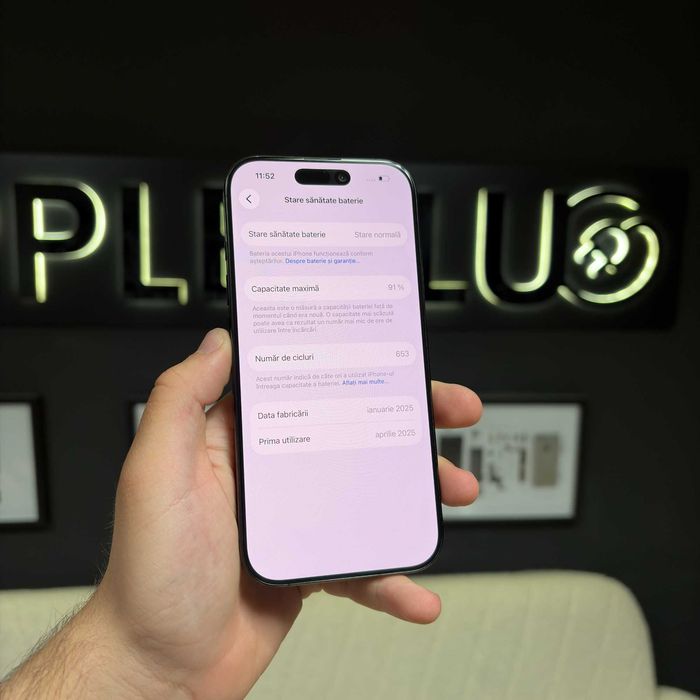 iPhone 16 Pro 128Gb Black Titanium 91% Baterie + 24 Luni Garanție/ Apple Plug