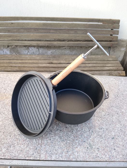 Ceaun din fontă 2in1 cu Capac tigaie&grill